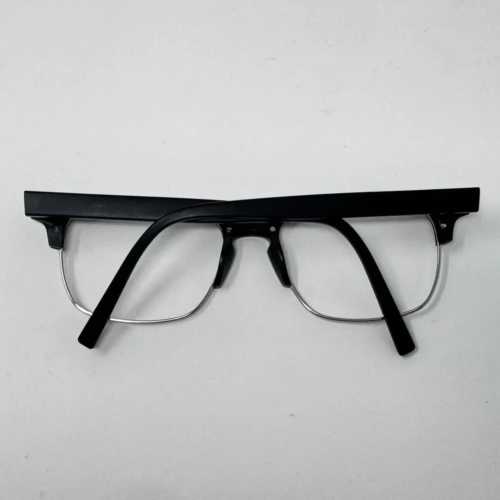 Warby Parker Ames W3103 Jet Black Matte Silver Eyeglass Frames Wide 54-18-145